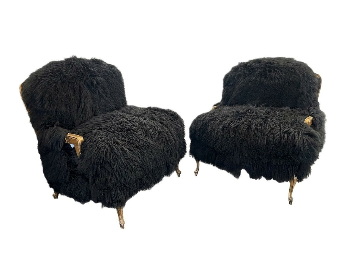 Pair of Niobe Shearling Lounge Chairs
