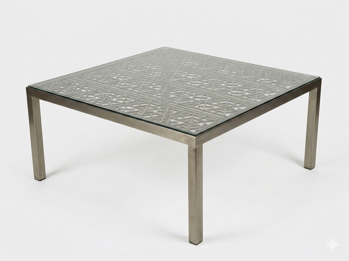 Steel and Glass Industrial Modern Style Coffee Table