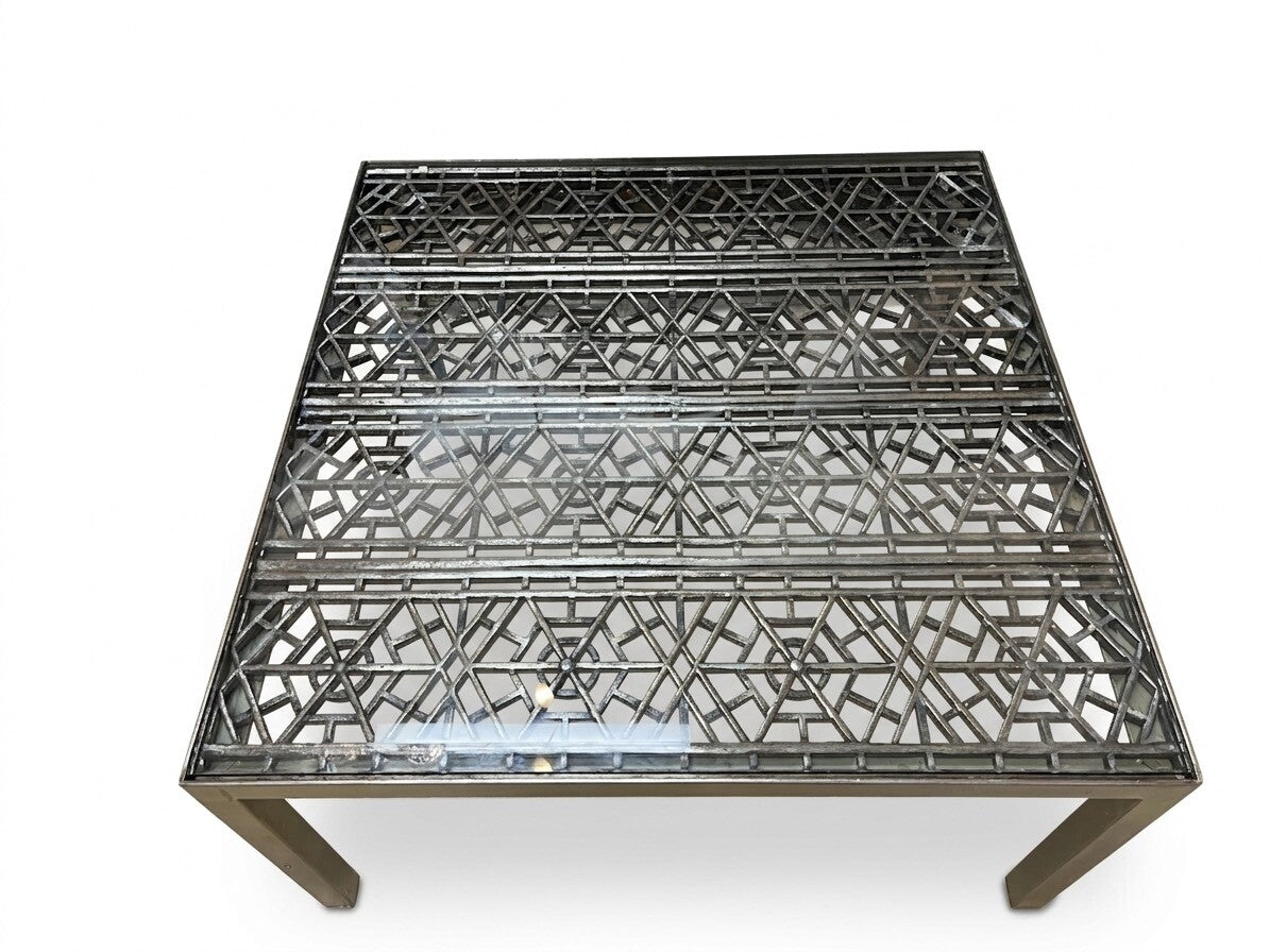 Steel and Glass Industrial Modern Style Coffee Table