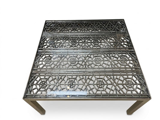 Steel and Glass Industrial Modern Style Coffee Table