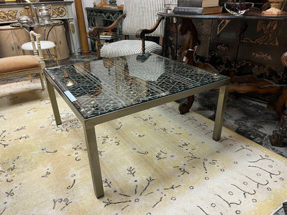 Steel and Glass Industrial Modern Style Coffee Table
