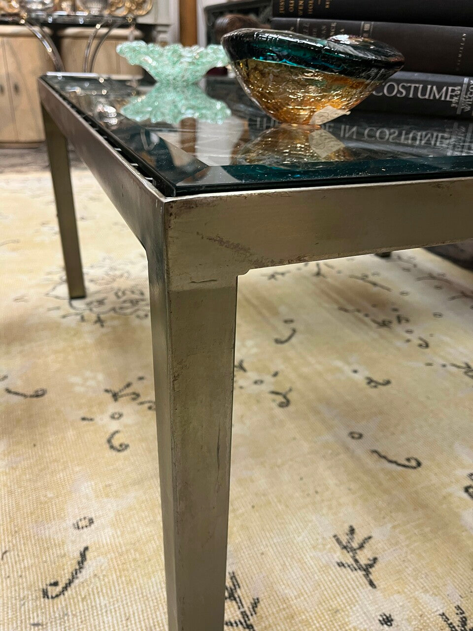 Steel and Glass Industrial Modern Style Coffee Table