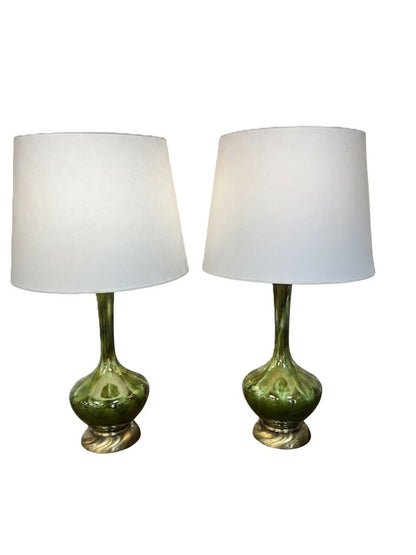 Pair of 70's Mid Century Modern Drip Glaze Lamps