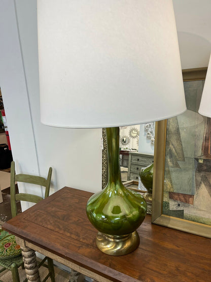 Pair of 70's Mid Century Modern Drip Glaze Lamps