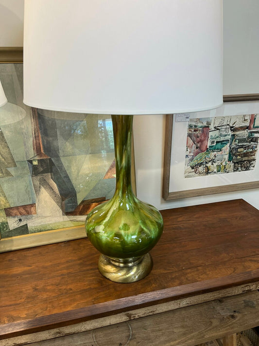 Pair of 70's Mid Century Modern Drip Glaze Lamps
