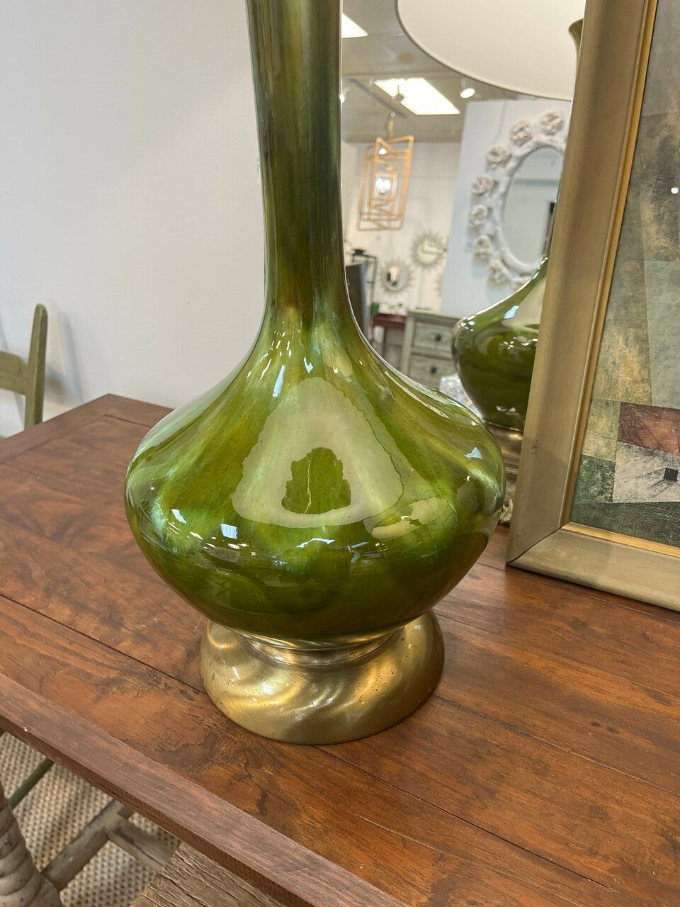 Pair of 70's Mid Century Modern Drip Glaze Lamps