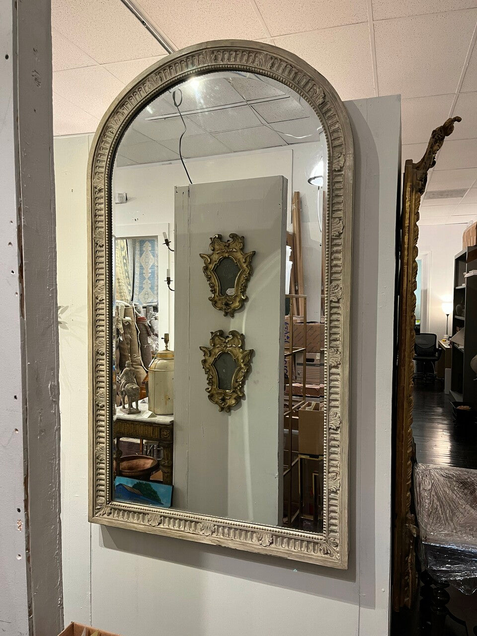 Large Carved Painted Continental Mirror