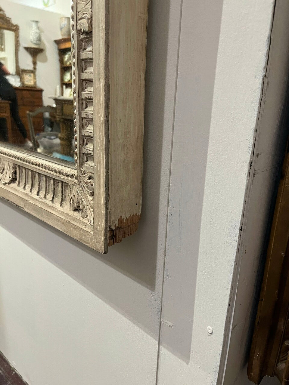 Large Carved Painted Continental Mirror