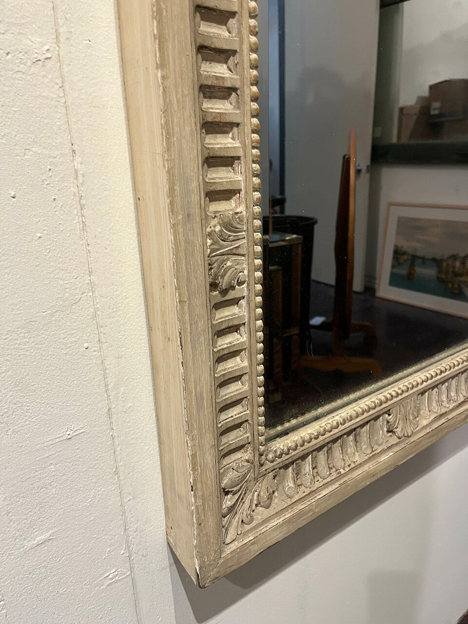 Large Carved Painted Continental Mirror