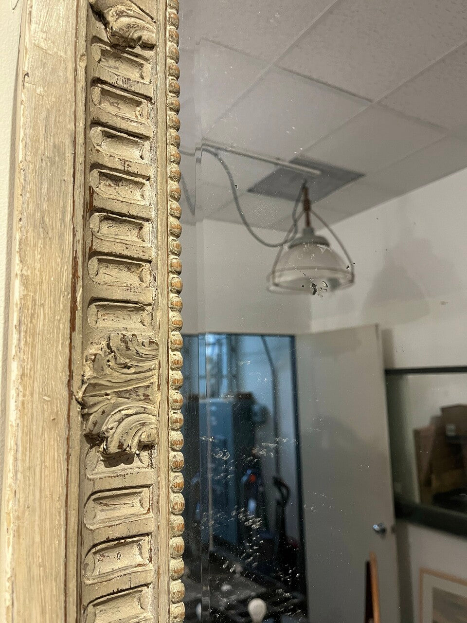 Large Carved Painted Continental Mirror