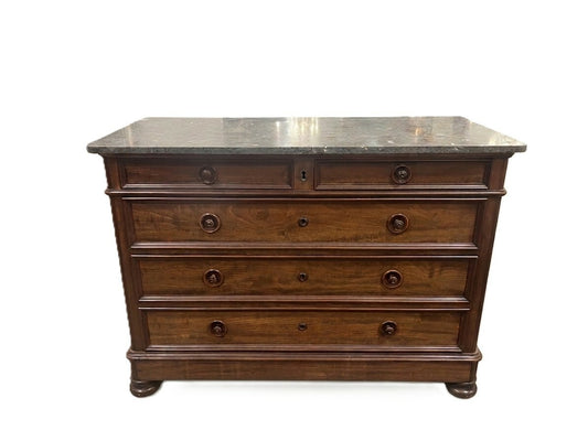 19th Century English Mahogany Chest with Marble Top