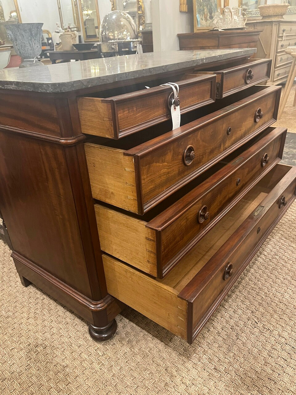 19th Century English Mahogany Chest with Marble Top