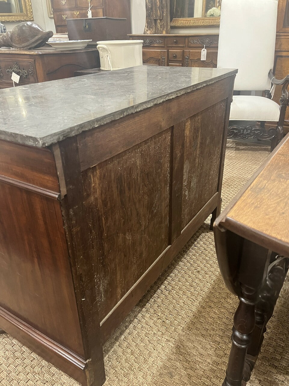 19th Century English Mahogany Chest with Marble Top