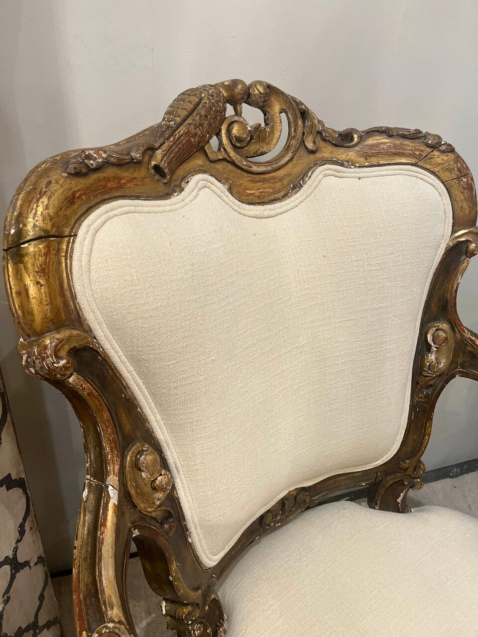 Pair Late 19th Century Louis XV Giltwood Armchairs