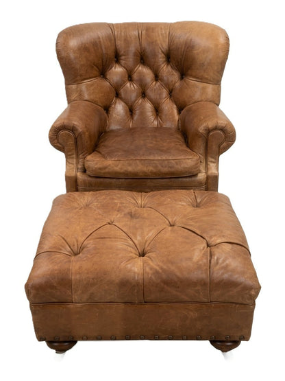 Ralph Lauren Leather Writer's Chair and Ottoman