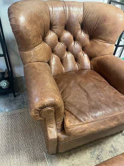 Ralph Lauren Leather Writer's Chair and Ottoman