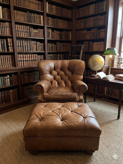 Ralph Lauren Leather Writer's Chair and Ottoman