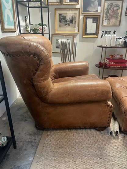 Ralph Lauren Leather Writer's Chair and Ottoman