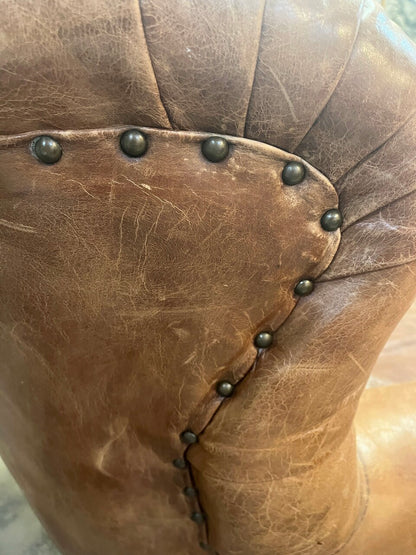 Ralph Lauren Leather Writer's Chair and Ottoman