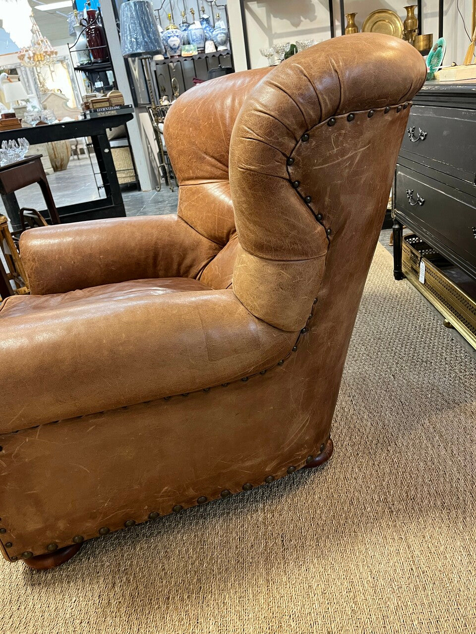 Ralph Lauren Leather Writer's Chair and Ottoman