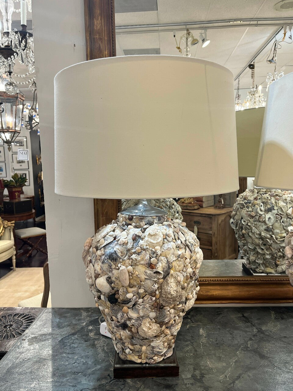 Pair of Artisan Made Seashell Table Lamps