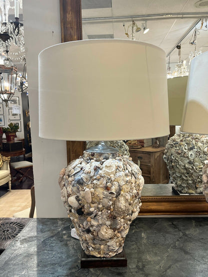 Pair of Artisan Made Seashell Table Lamps