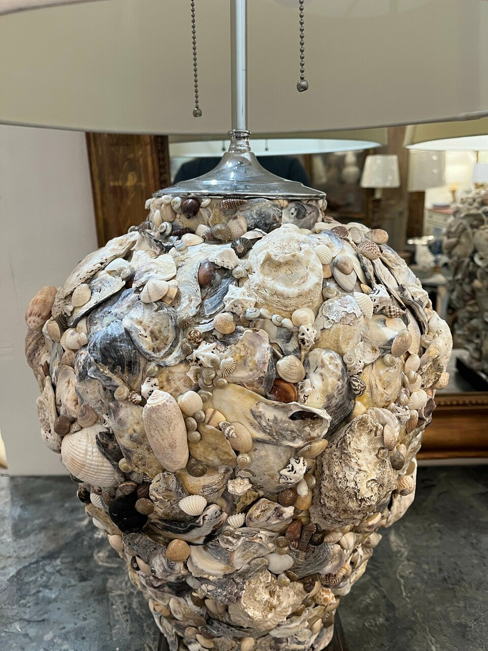 Pair of Artisan Made Seashell Table Lamps