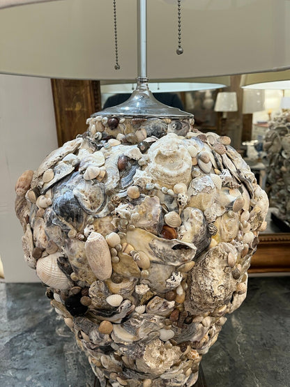 Pair of Artisan Made Seashell Table Lamps