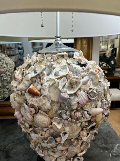 Pair of Artisan Made Seashell Table Lamps