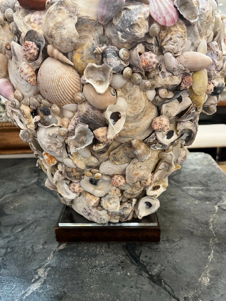 Pair of Artisan Made Seashell Table Lamps
