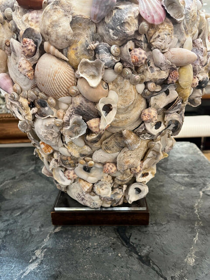 Pair of Artisan Made Seashell Table Lamps