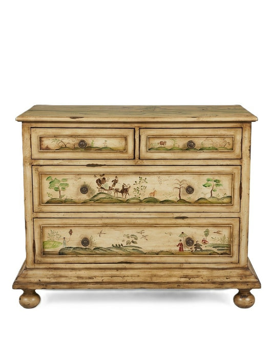 Hand Painted Chinoiserie 4 Drawer Chest