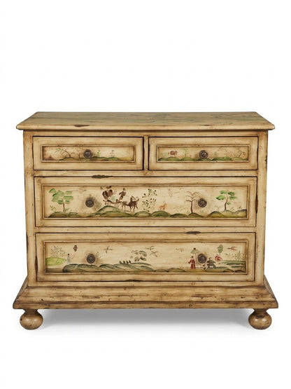 Hand Painted Chinoiserie 4 Drawer Chest
