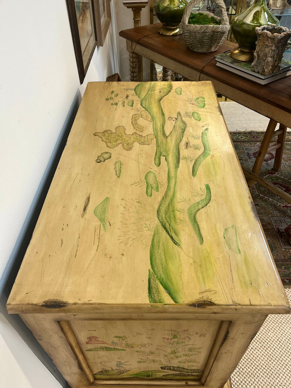 Hand Painted Chinoiserie 4 Drawer Chest