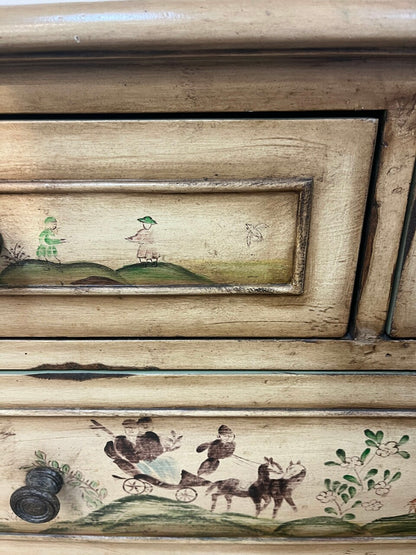 Hand Painted Chinoiserie 4 Drawer Chest
