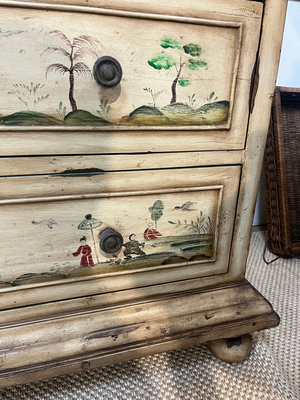 Hand Painted Chinoiserie 4 Drawer Chest