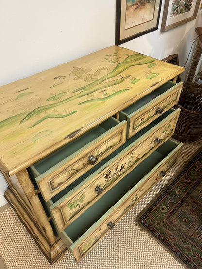 Hand Painted Chinoiserie 4 Drawer Chest