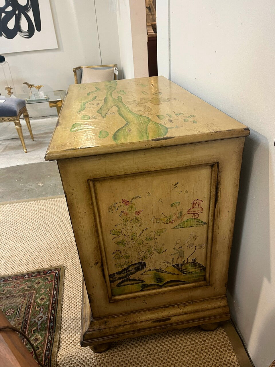 Hand Painted Chinoiserie 4 Drawer Chest