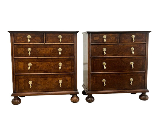 Pair of Walnut Burl Bachelor Chests