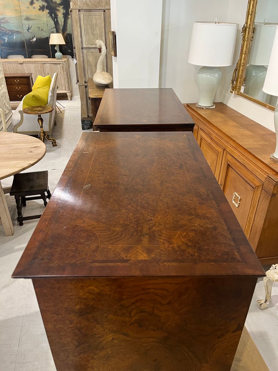 Pair of Walnut Burl Bachelor Chests