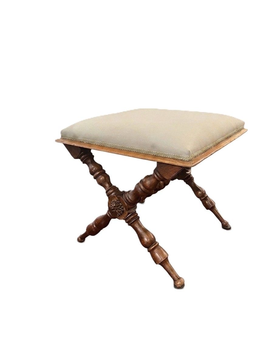 19th Century English Regency Style X-Base Stool