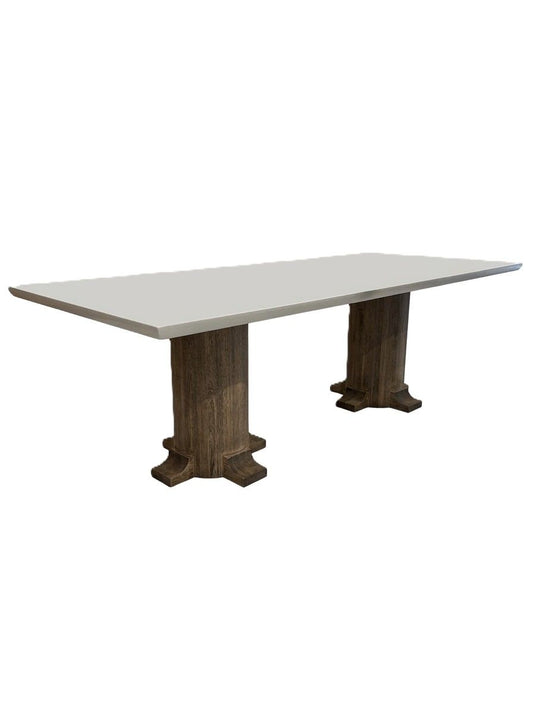 Custom Double Pedestal Dining Table with White Lacquered Top