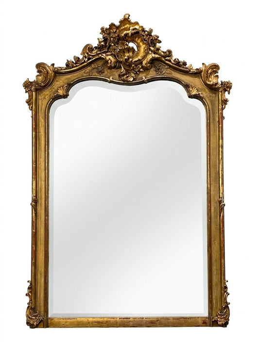 19th Century French Gilt Beveled Mirror