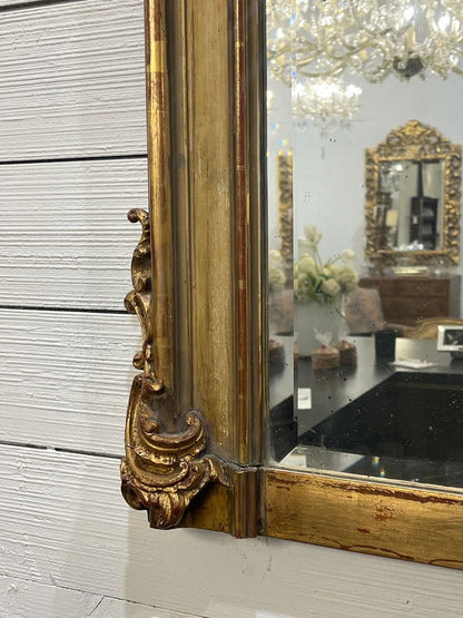 19th Century French Gilt Beveled Mirror