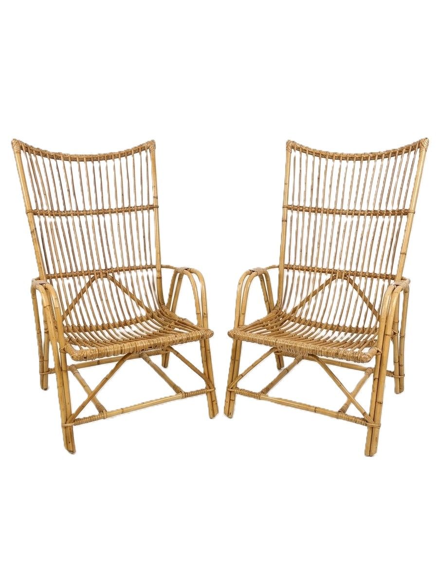 Pair of Vintage Rattan Armchairs
