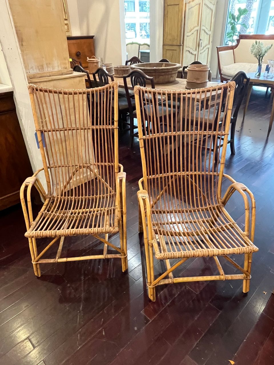 Pair of Vintage Rattan Armchairs