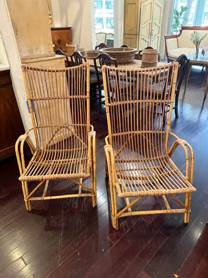 Pair of Vintage Rattan Armchairs