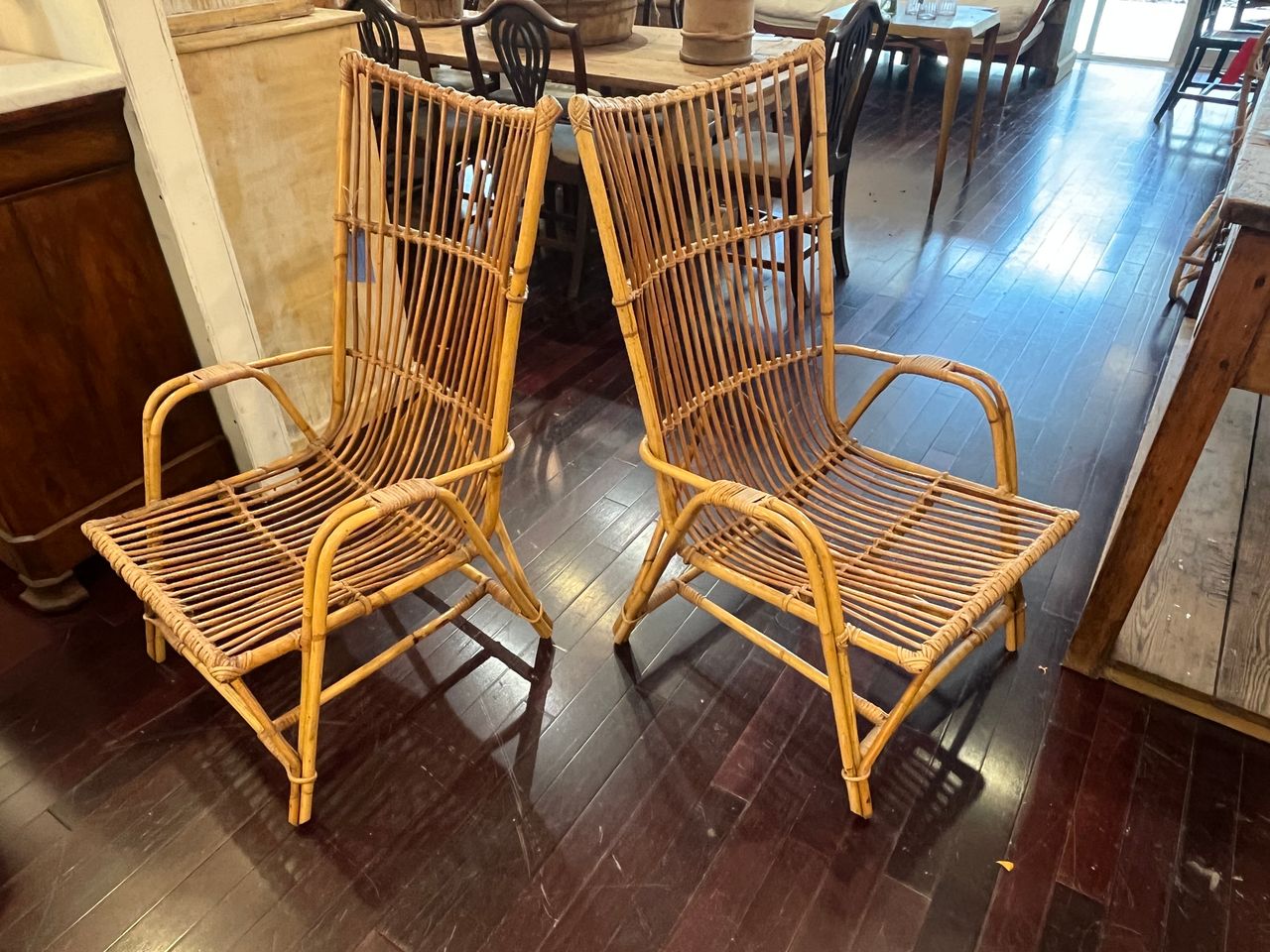 Pair of Vintage Rattan Armchairs