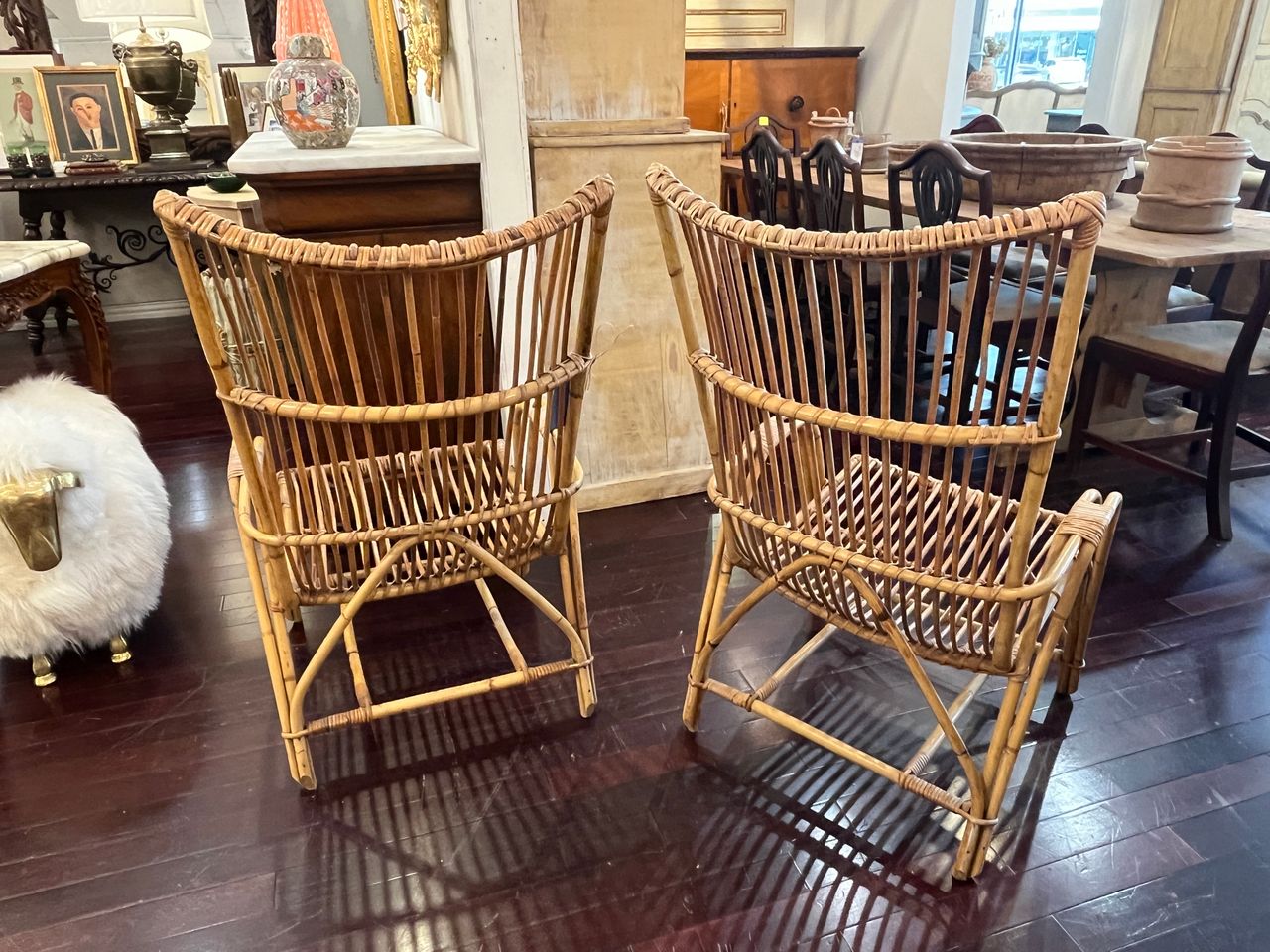 Pair of Vintage Rattan Armchairs