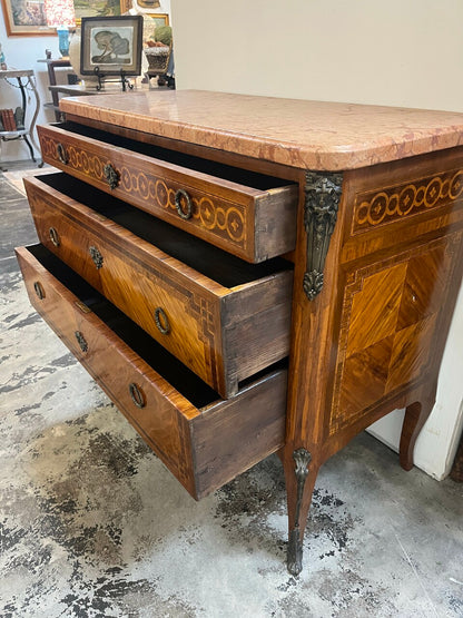 French Louis XVI Style Commode with Marble Top